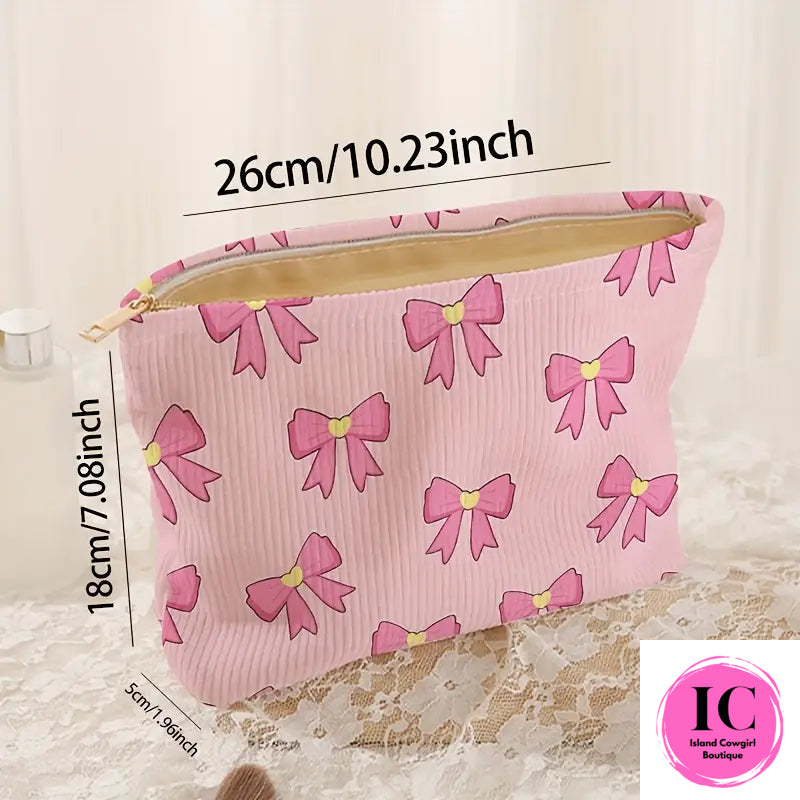 Bow Tie Corduroy Make-up Bag