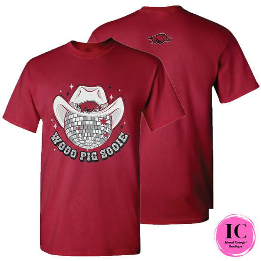 Arkansas Wooo Pig Sooie Disco Tee