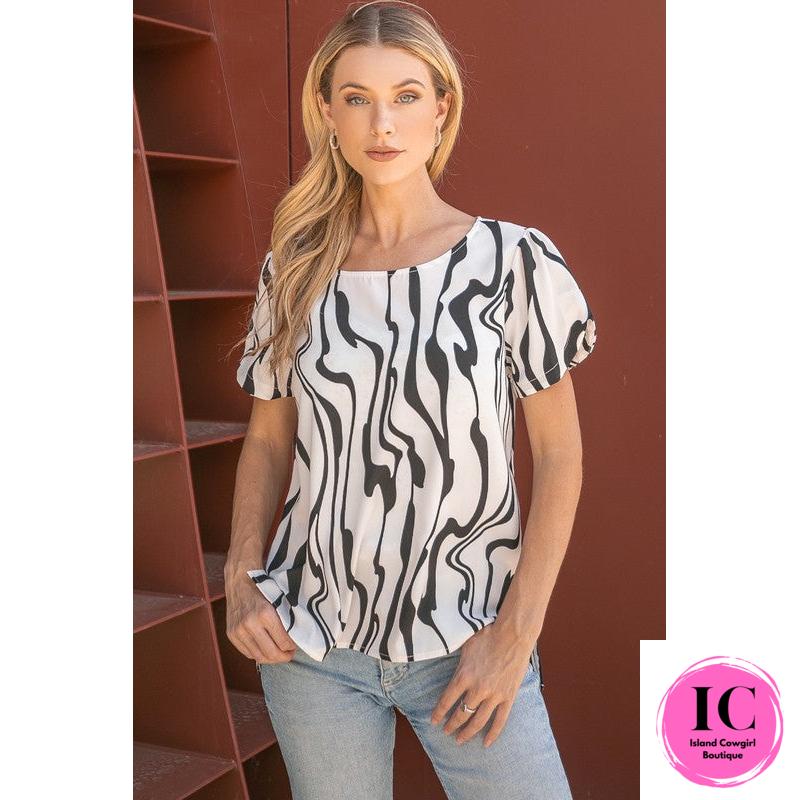 Ready For The Day Black Abstract Blouse