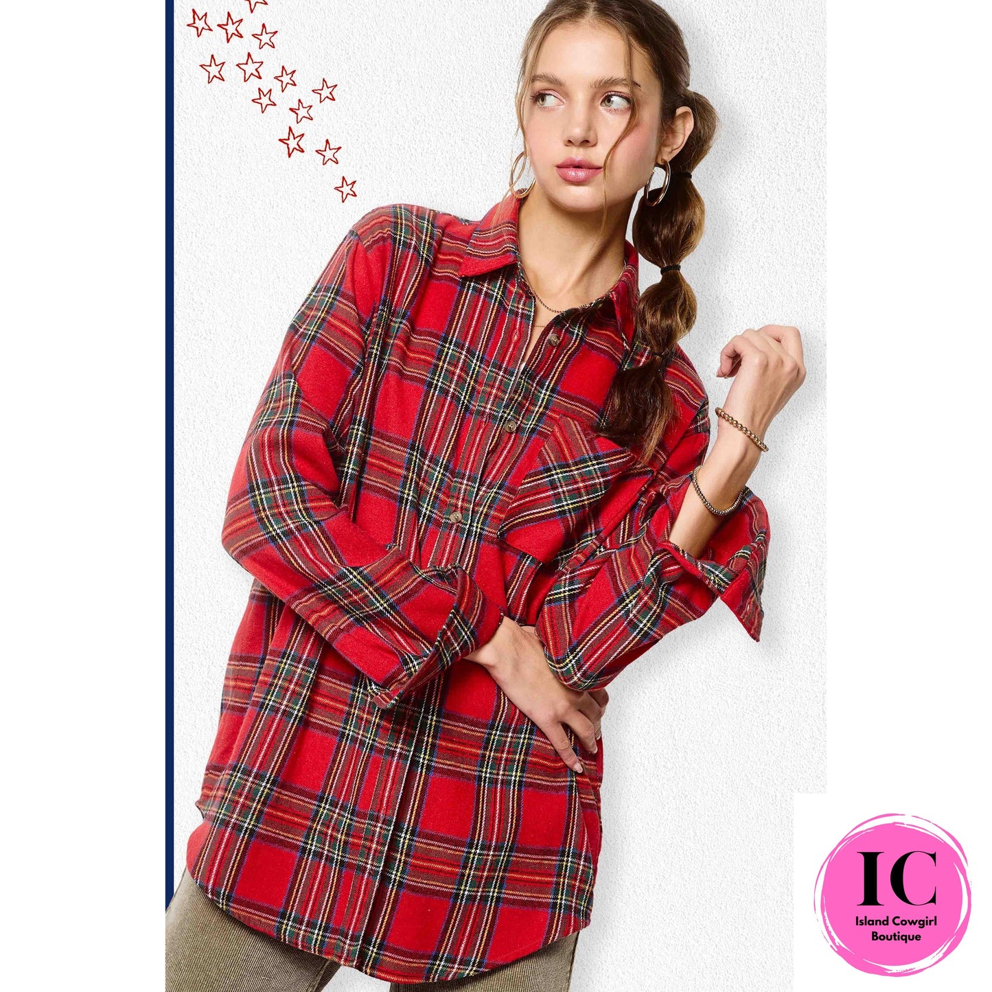 Just A Theory Red Plaid Flannel