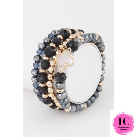 Crystal Clover Bead Bracelet