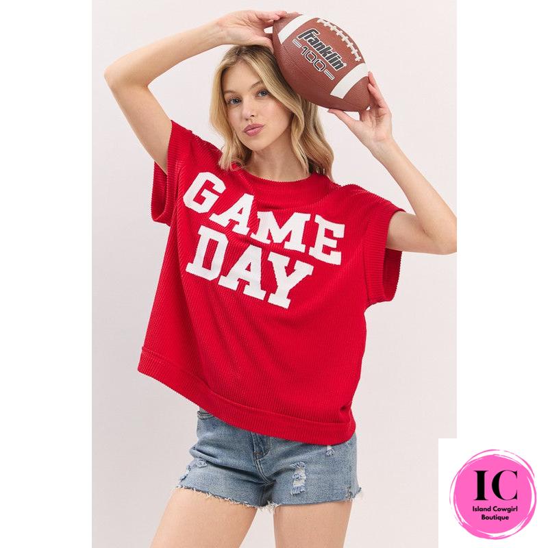 Game Day Ribbed Knit Top