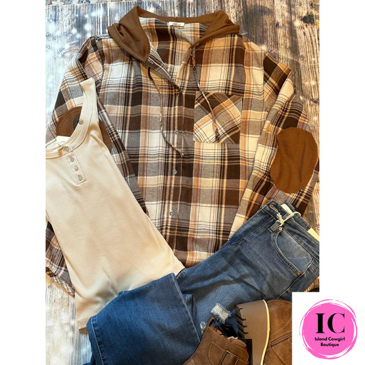 Make You Mine Caramel Plaid Top