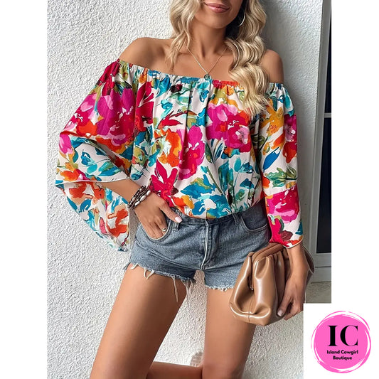 Find A Way Floral Off The Shoulder Blouse