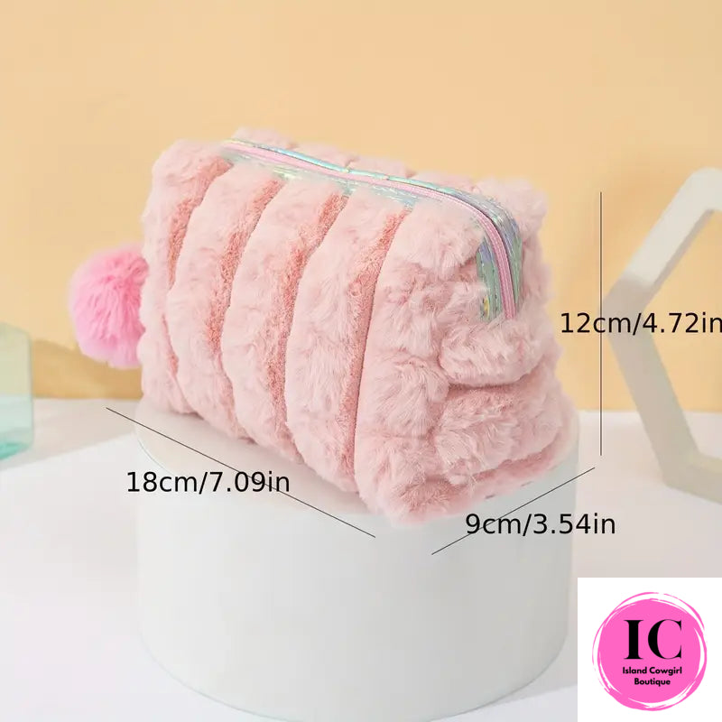 Pom-Pom Plush Makeup Bag