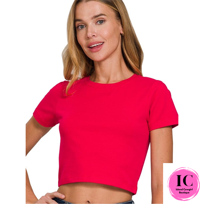Red Cotton Crop Top