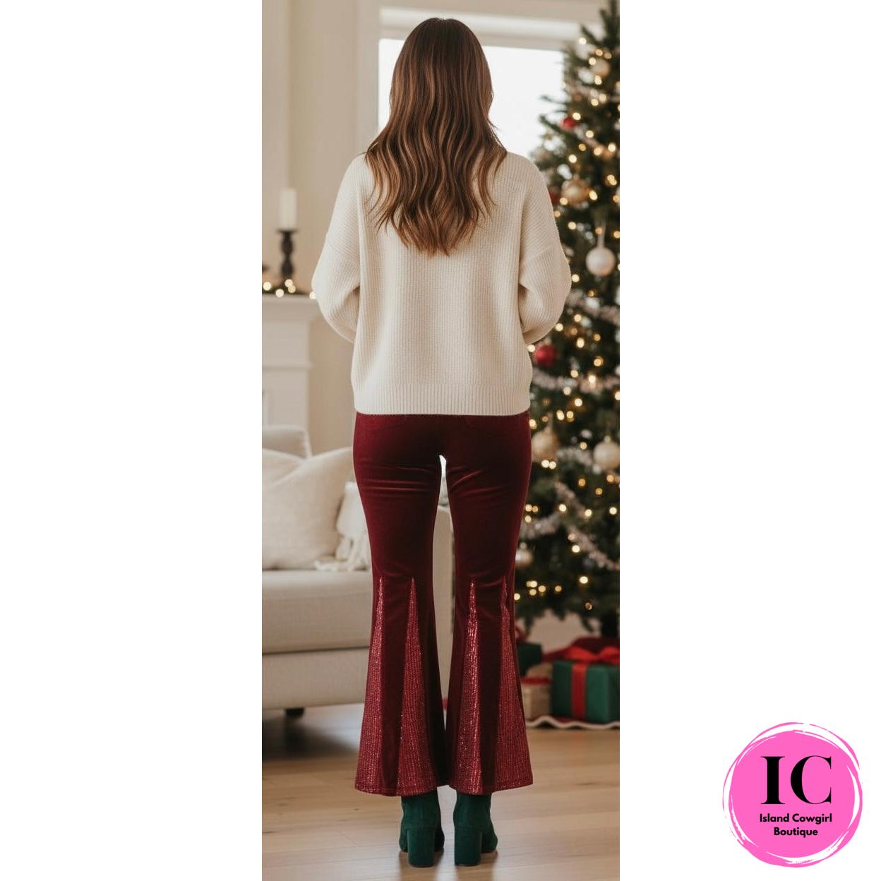 In Your Presence Wine Velvet Pants