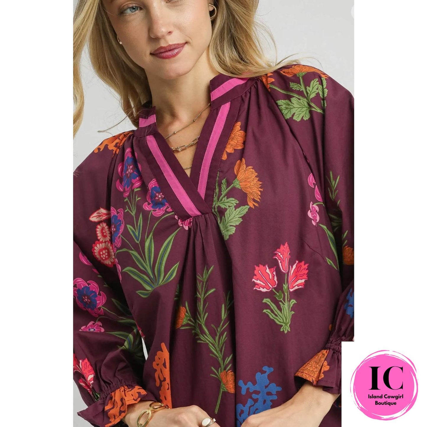 Harvest Beauty Burgundy Floral Dress