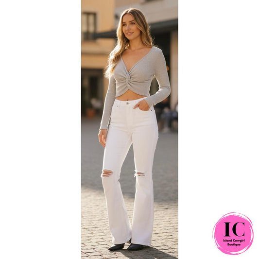 KanCan: High Rise White Flare Jeans