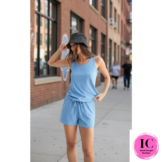 Breezy Charm Sky Blue Short Set