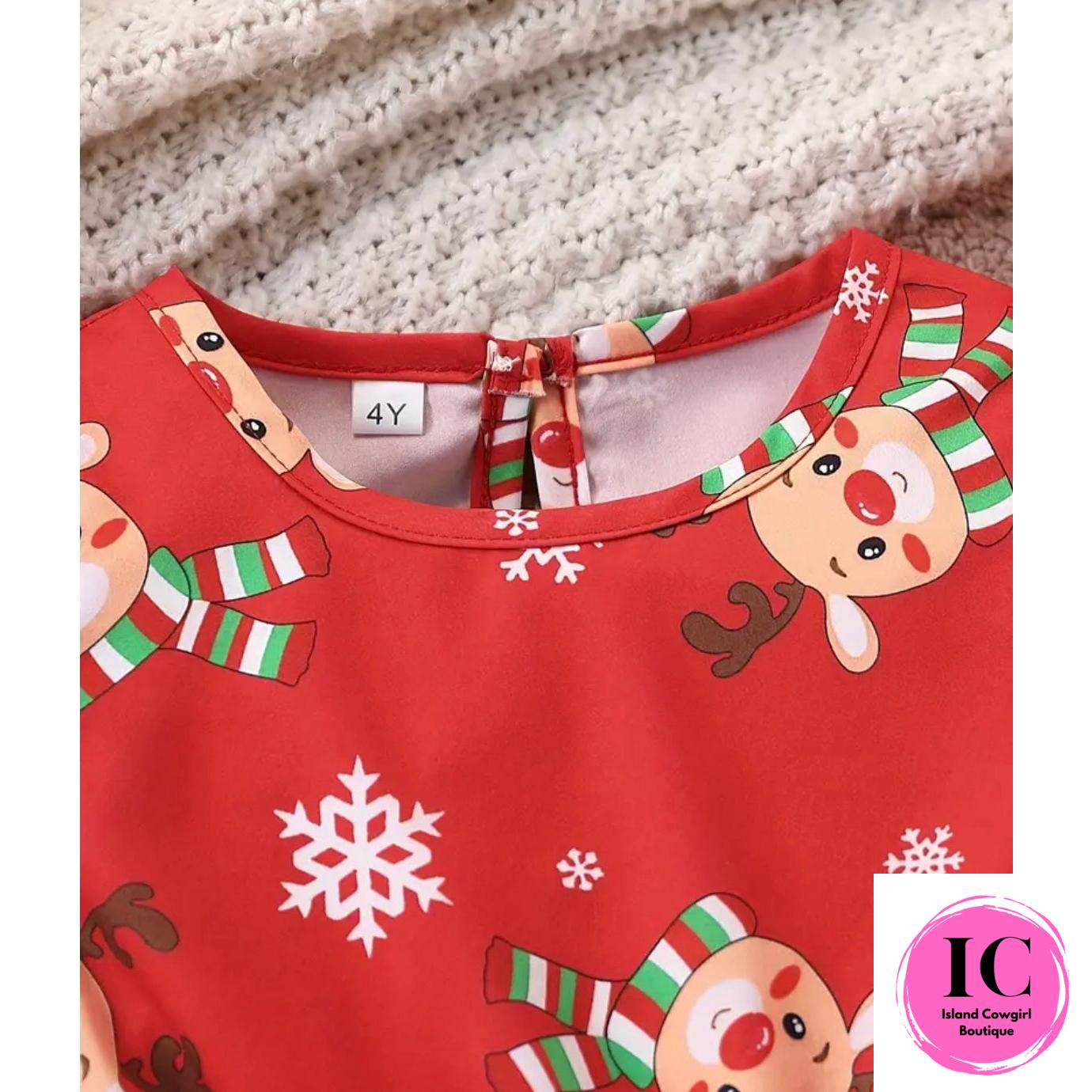 Reindeer Kisses Red Toddler Dress