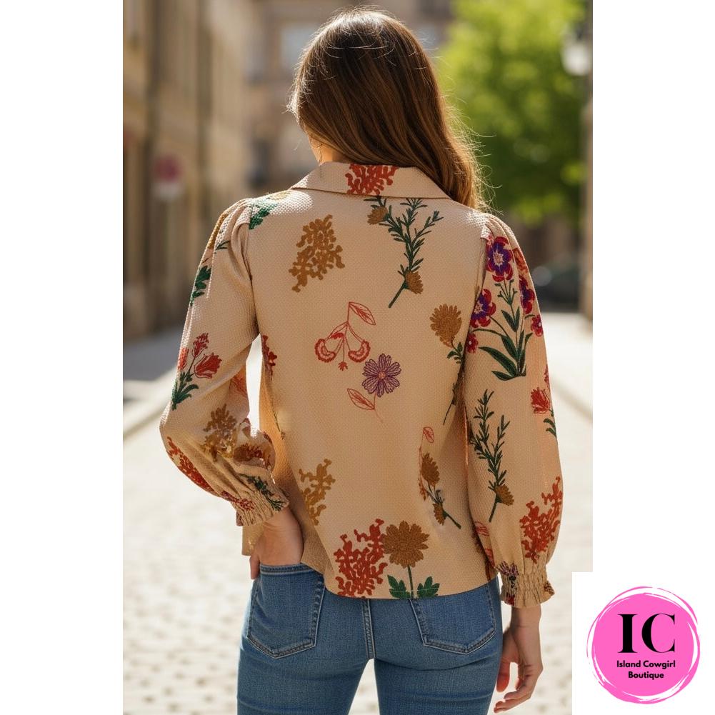 Take Your Turn Tan Textured Blouse