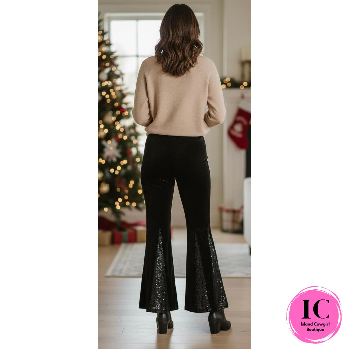 In Your Presence Black Velvet Pants