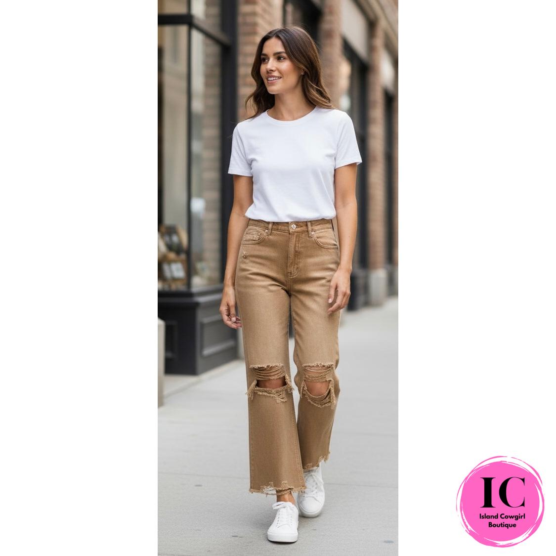 Going Strong Carmel Cropped Jeans