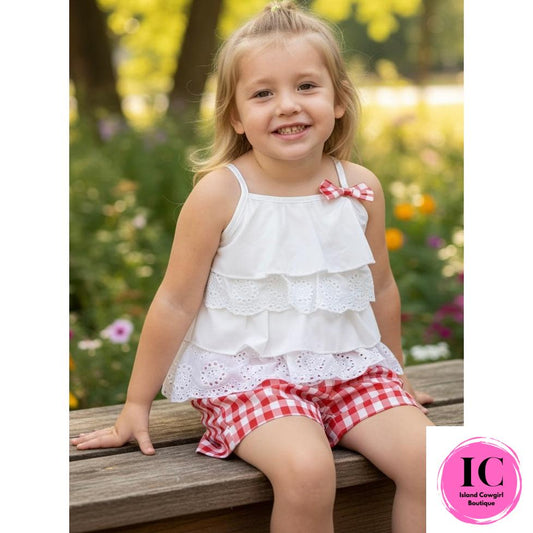 Red & White Checkered Toddler Short Set