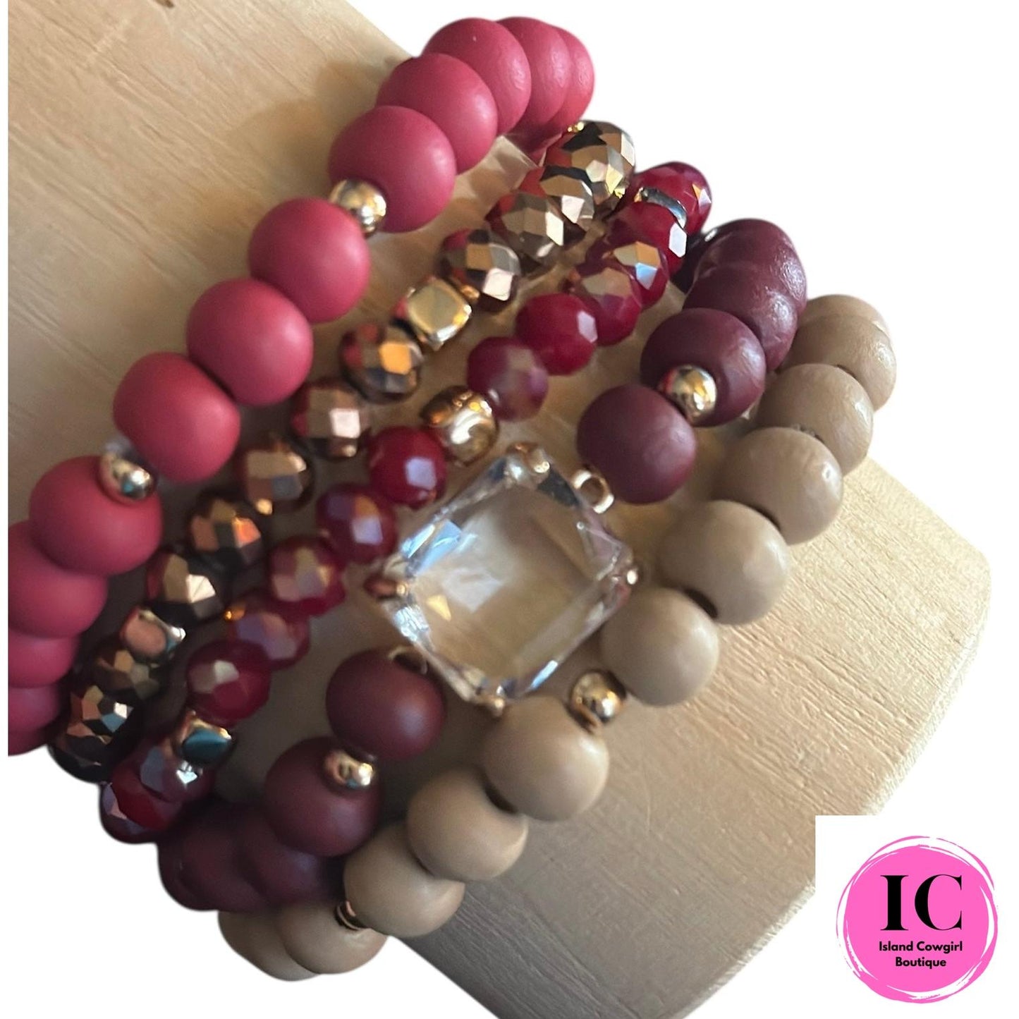 In My Heart Beaded Mauve Bracelet