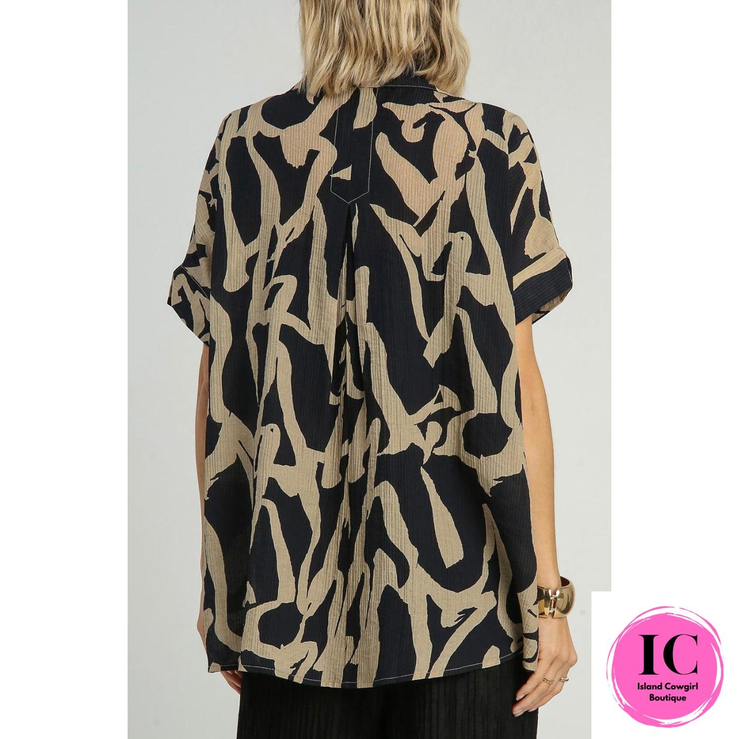 All For Love Black Abstract Blouse