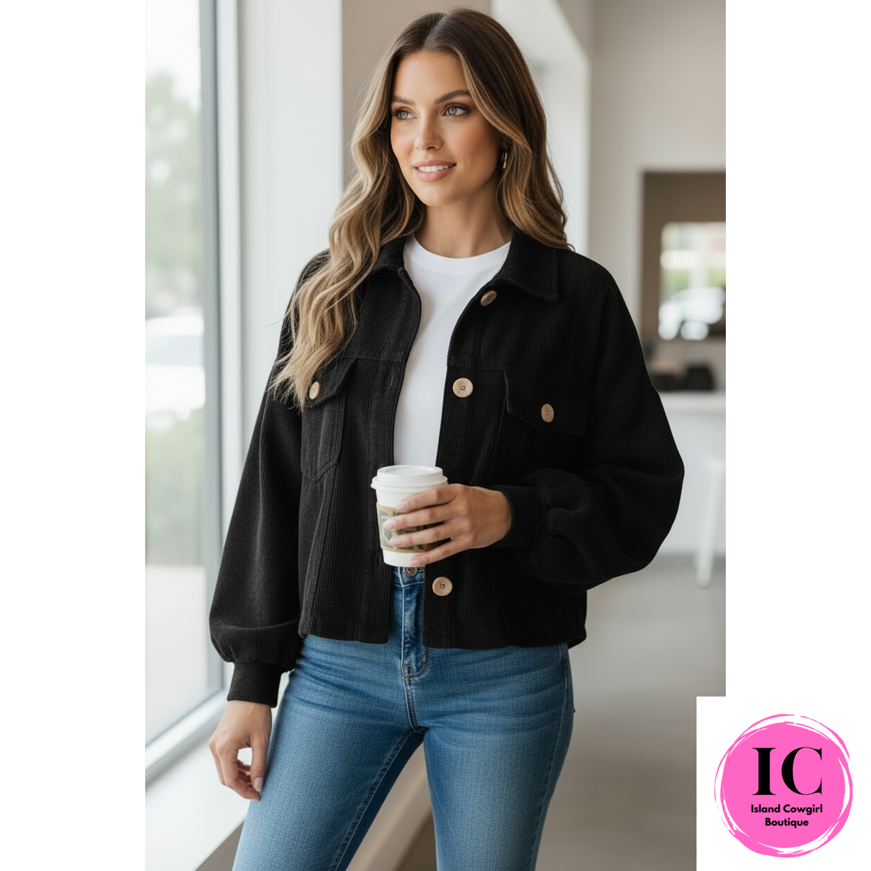 Cozy Days Black Cropped Jacket