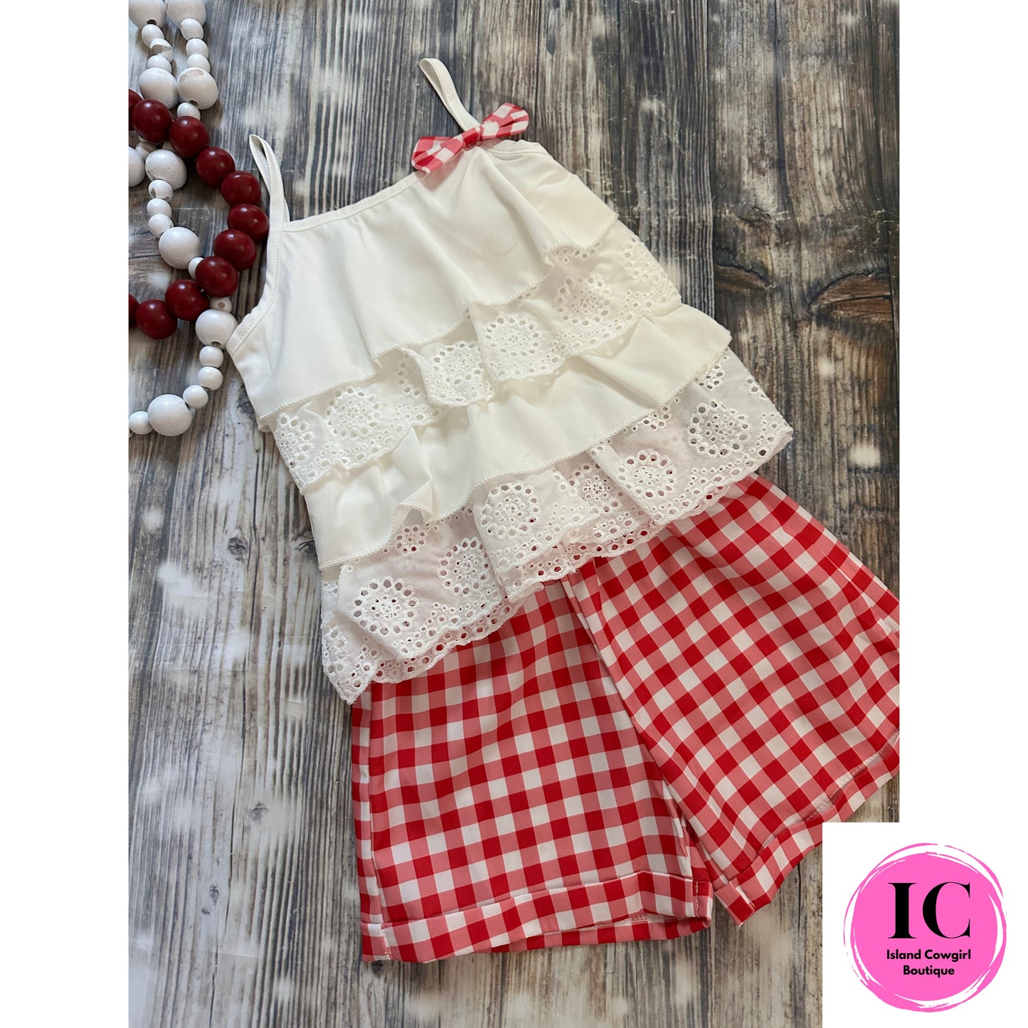 Red & White Checkered Toddler Short Set