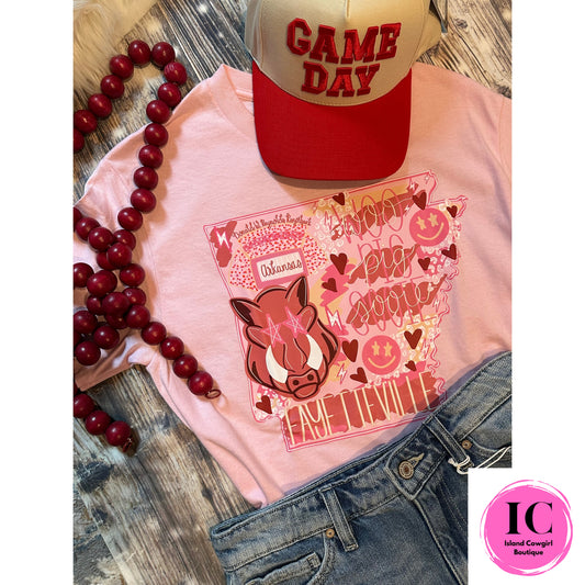 Preppy Razorbacks Football Graphic Tee