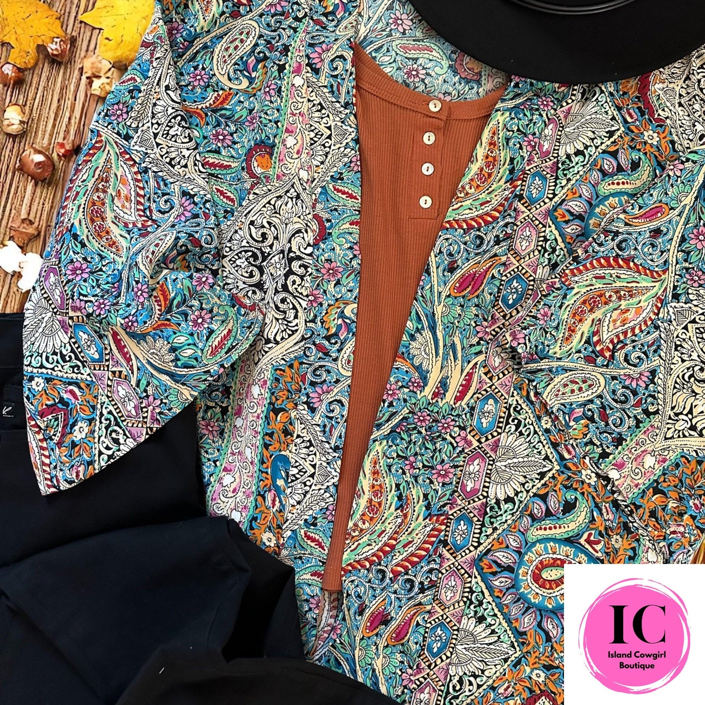 Paisley Print Open Kimono