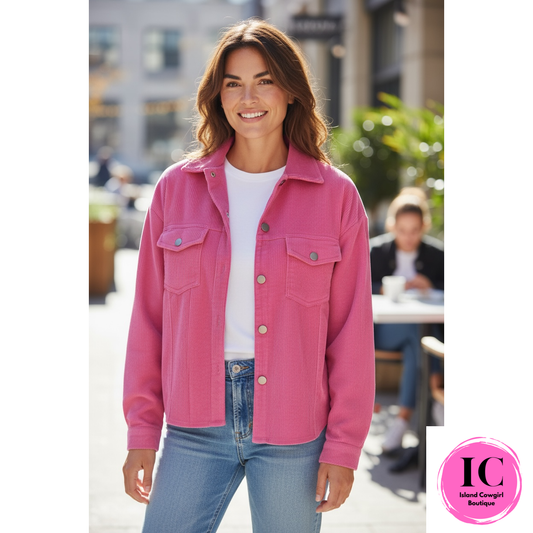 Talk About It Pink Corduroy Cropped Jacket