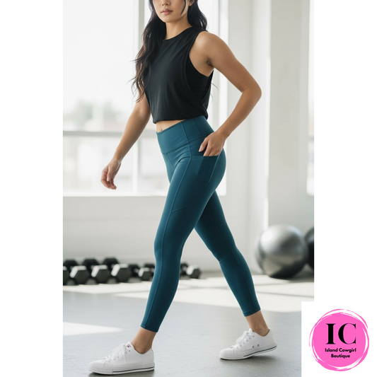 On The Run Teal Leggings