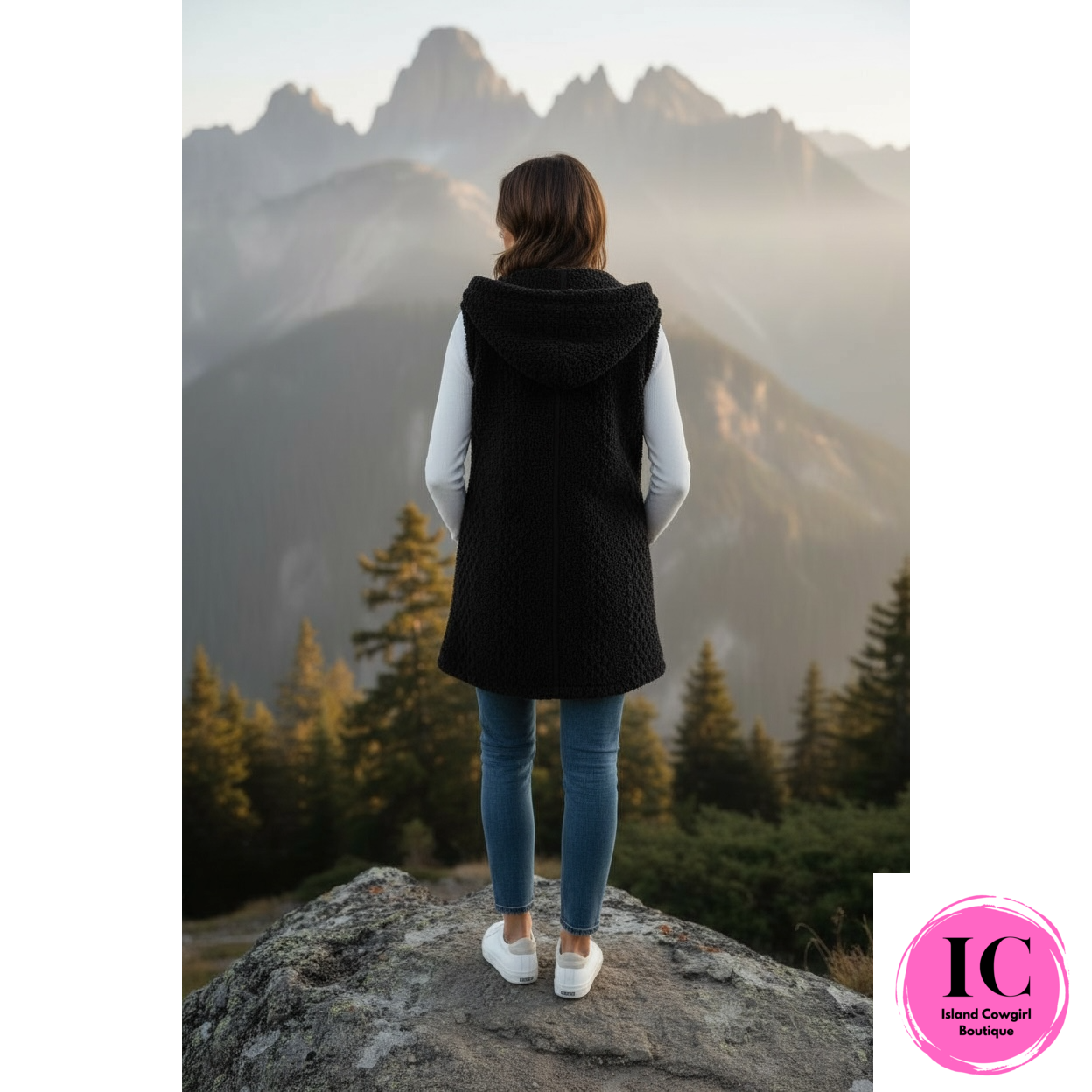 Crazy For You Black Plush Vest