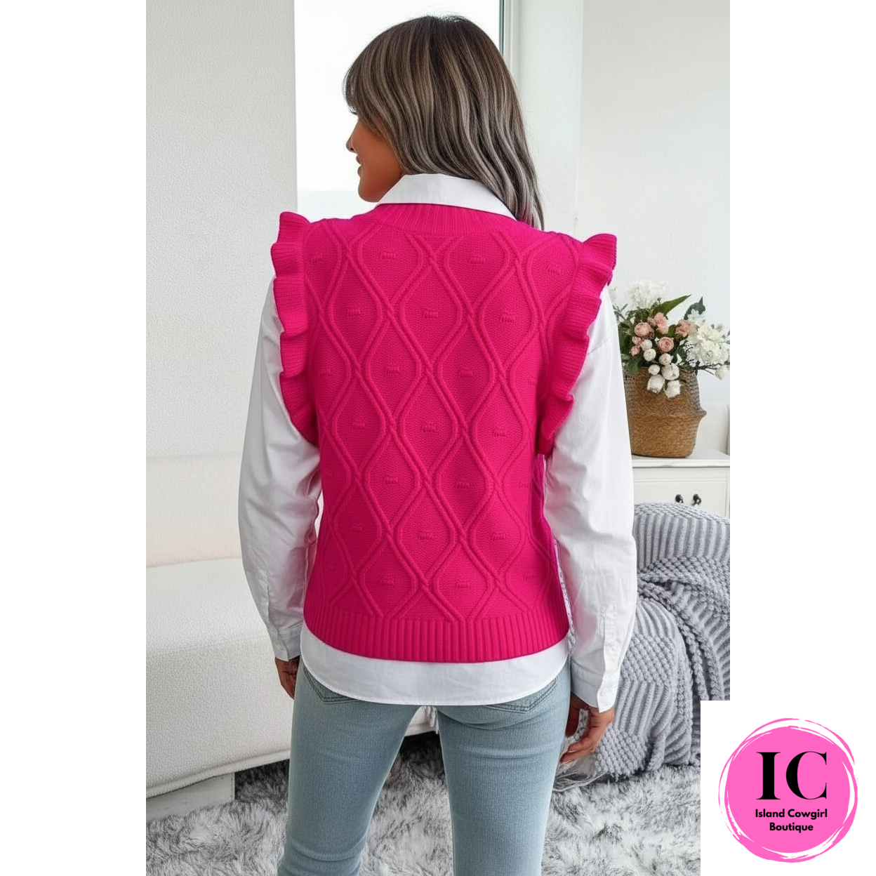 In Your Love Hot Pink Sweater Vest