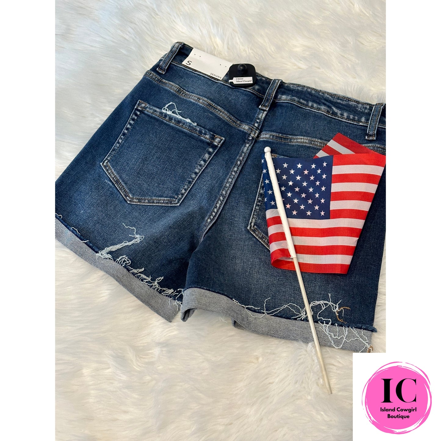 Let's Go Distressed Cuffed Denim Shorts