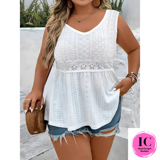 Know Best White Lace Stitching Tank Top