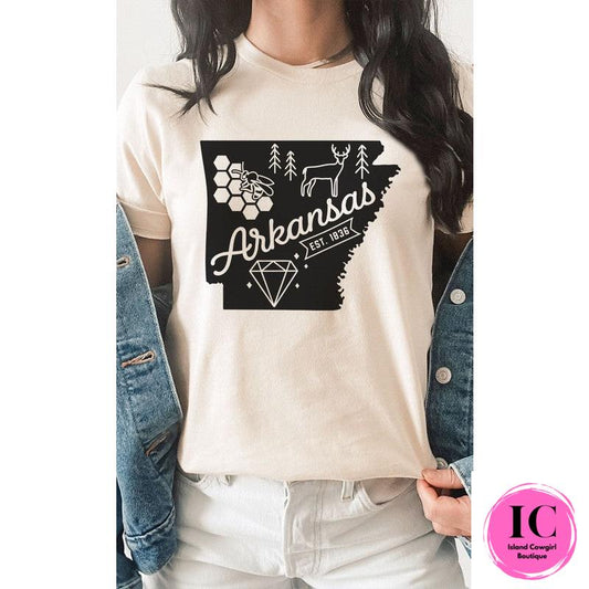 Arkansas State Outline Graphic Tee