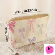Charming Bow Corduroy Make Up Bag