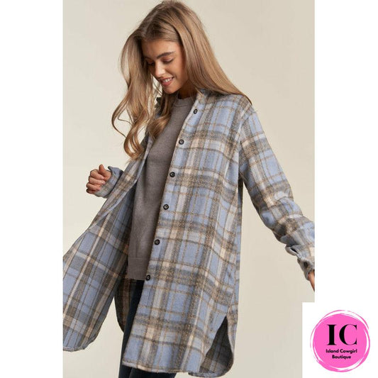 Do What You Can Blue Flannel Shacket