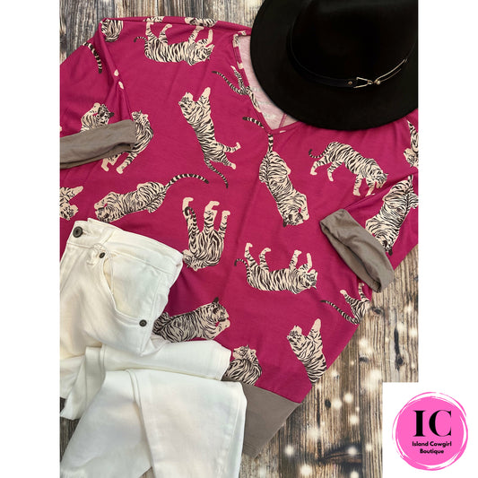Go All Out Pink Leopard Tunic Top
