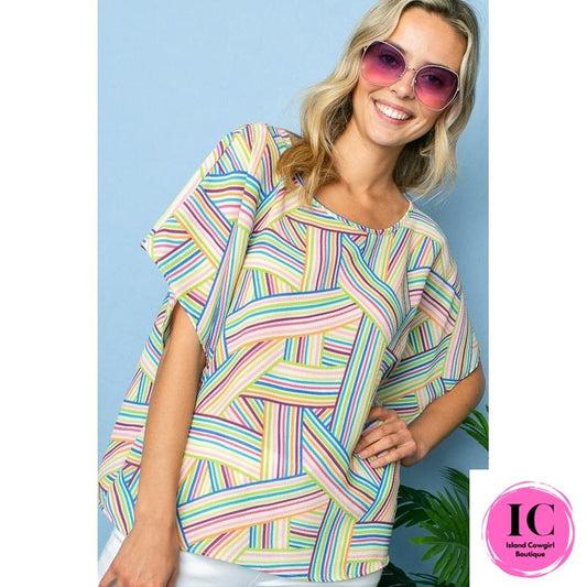 Curvy Girl Be There Purple Striped Blouse - Island Cowgirl Boutique
