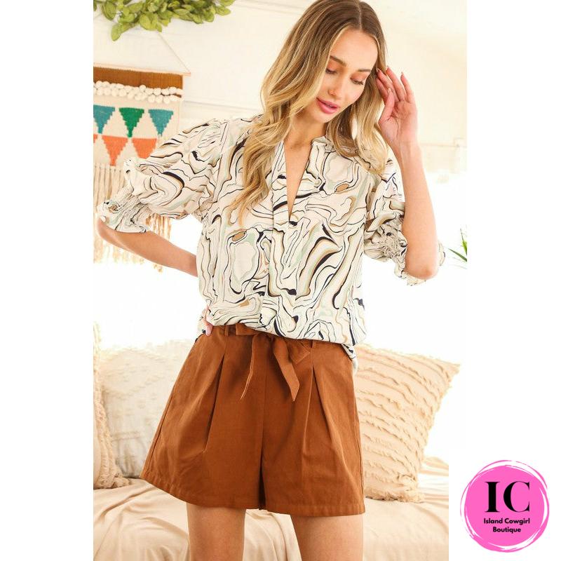Everyday Happiness High Waisted Brown Shorts