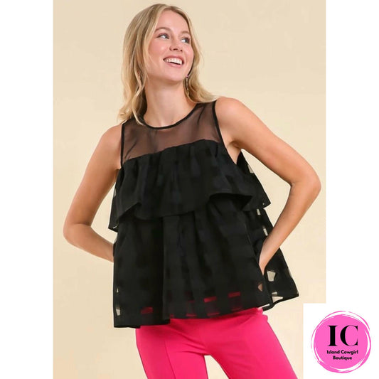 What A Day Black Babydoll Top
