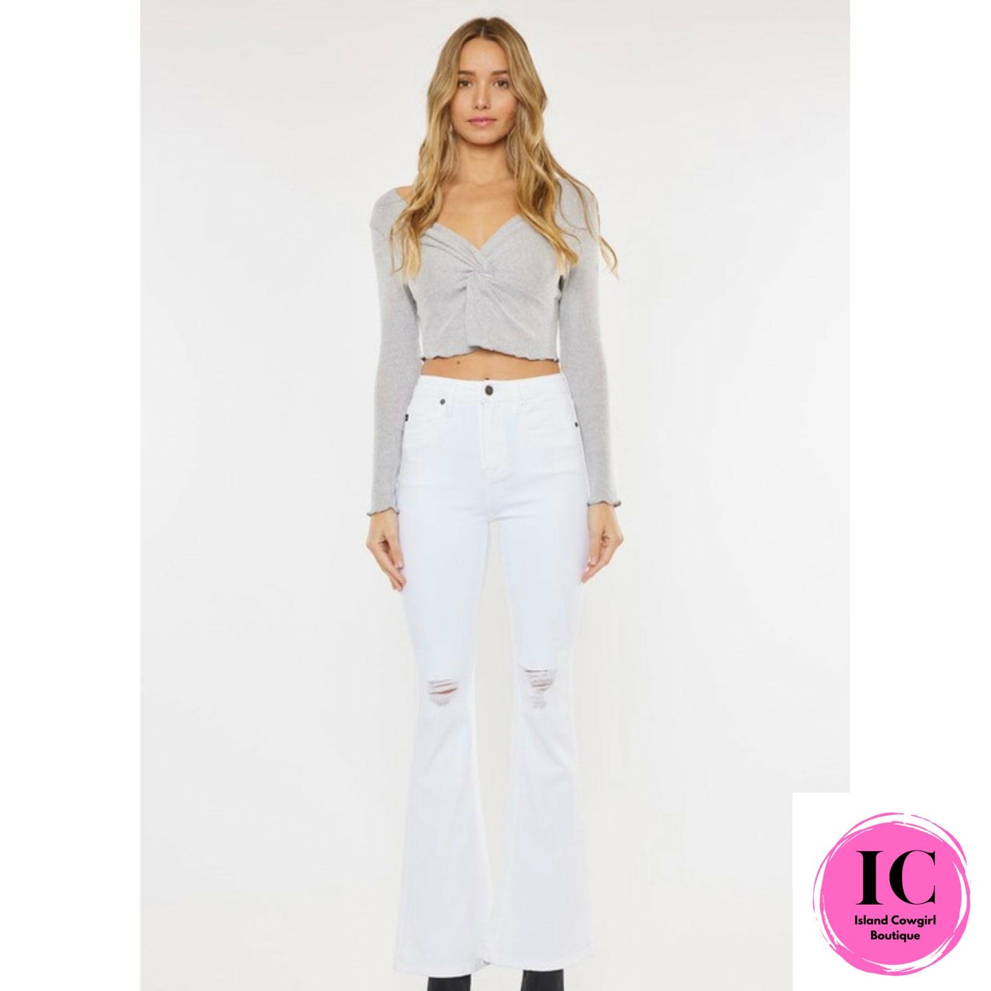 KanCan: High Rise White Flare Jeans