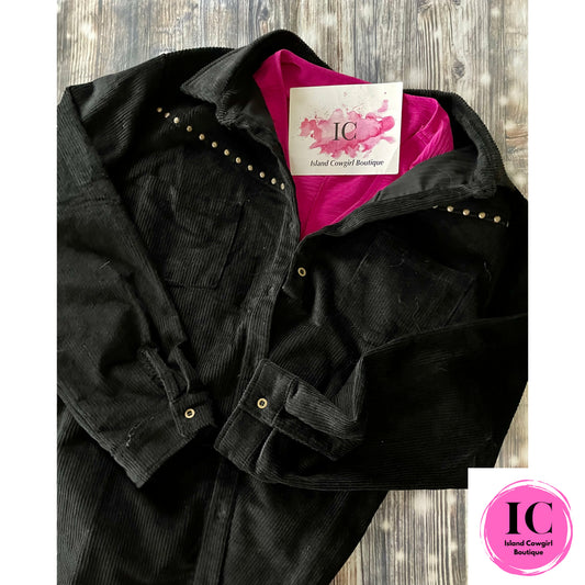 Let's Be Honest Black Corduroy Jacket