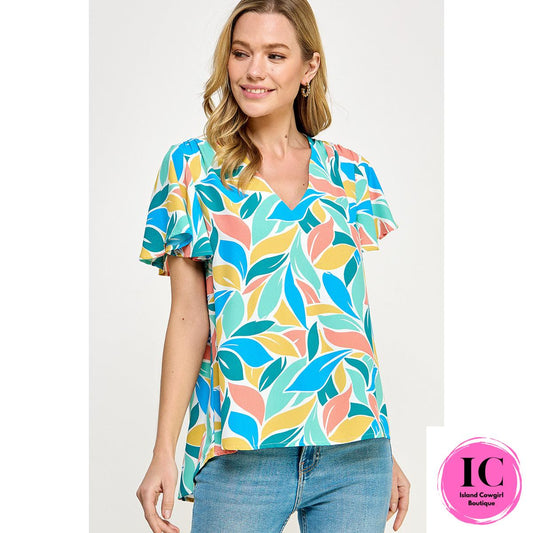 Turn To Fun Abstract Blouse