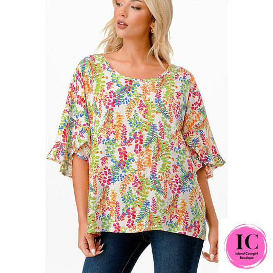Curvy Girl The Serena Pink Floral Blouse