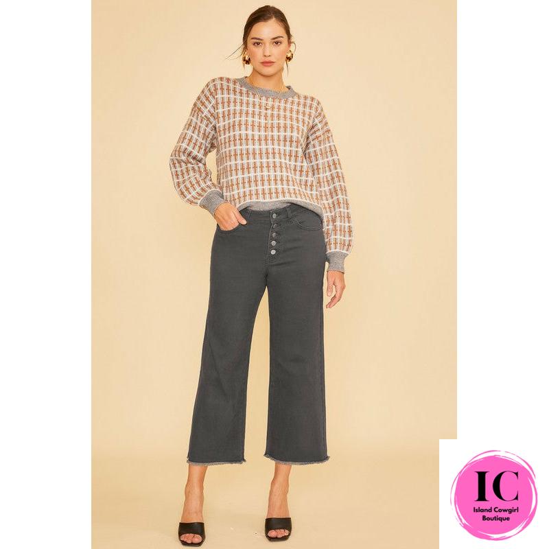 All You Could Want Charcoal Wide Leg Jeans