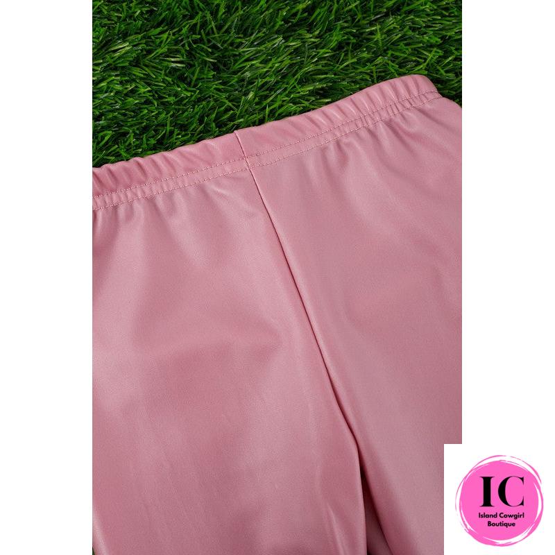 Pink Faux Leather Toddler Leggings