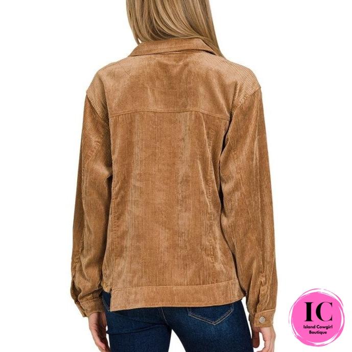 Talk About It Distressed Corduroy Cropped Jacket