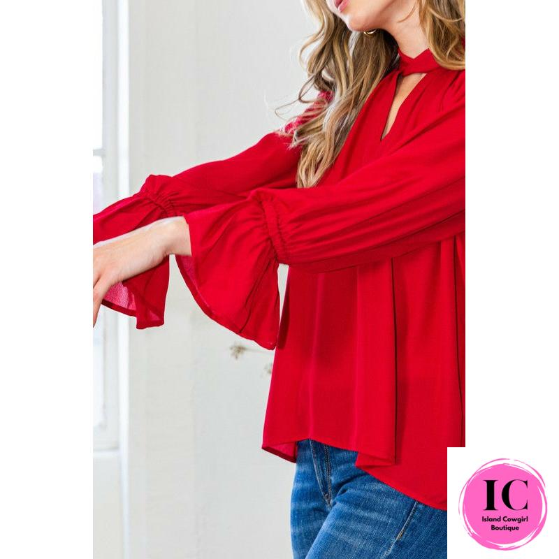 Curvy Girl Keep It Up Red Blouse