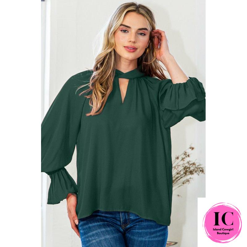 Curvy Girl Keep It Up Green Blouse