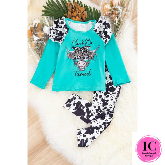 Can't Be Tamed Cow Print Toddler Set