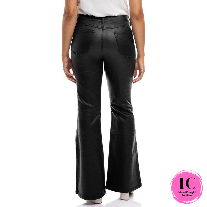 Going Out Black Faux Leather Bootcut Pants