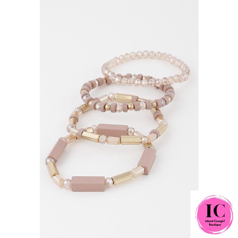 Multi Geometric Cream Crystal Bracelet